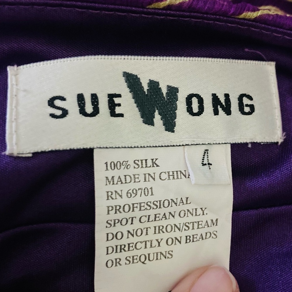 Vintage Y2K maximalist Sue Wong embellished red and purple silk dress. Size 4 - Picture 7 of 9